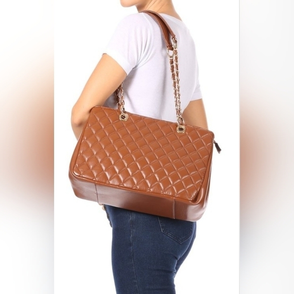 Brown Quilted Shoulder Bag - Picture 3 of 3
